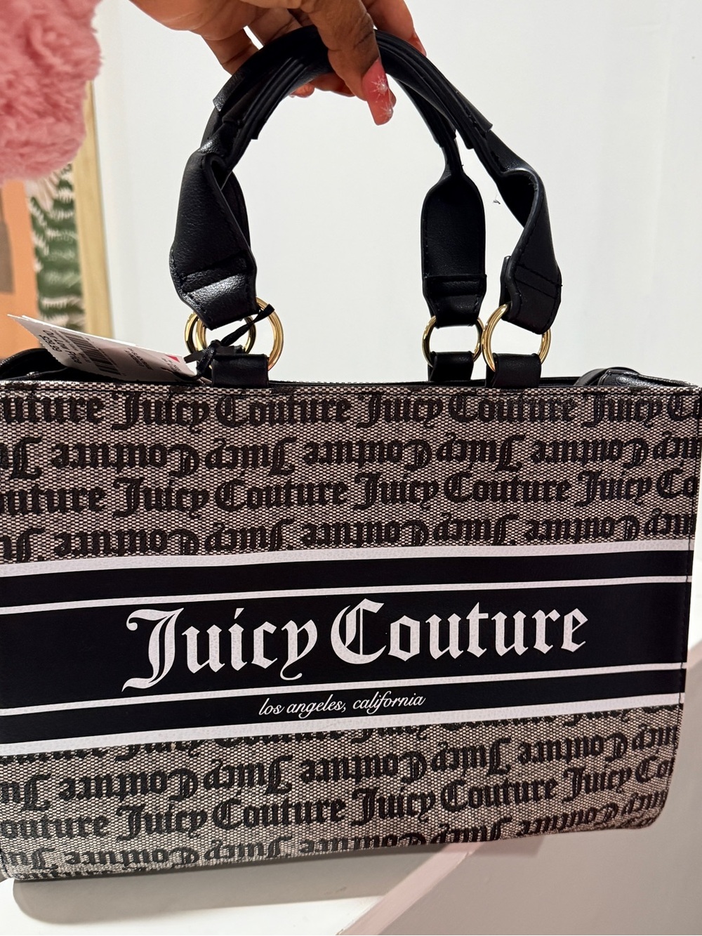 Juicy Couture Billboard Tote Bag Color: black beige